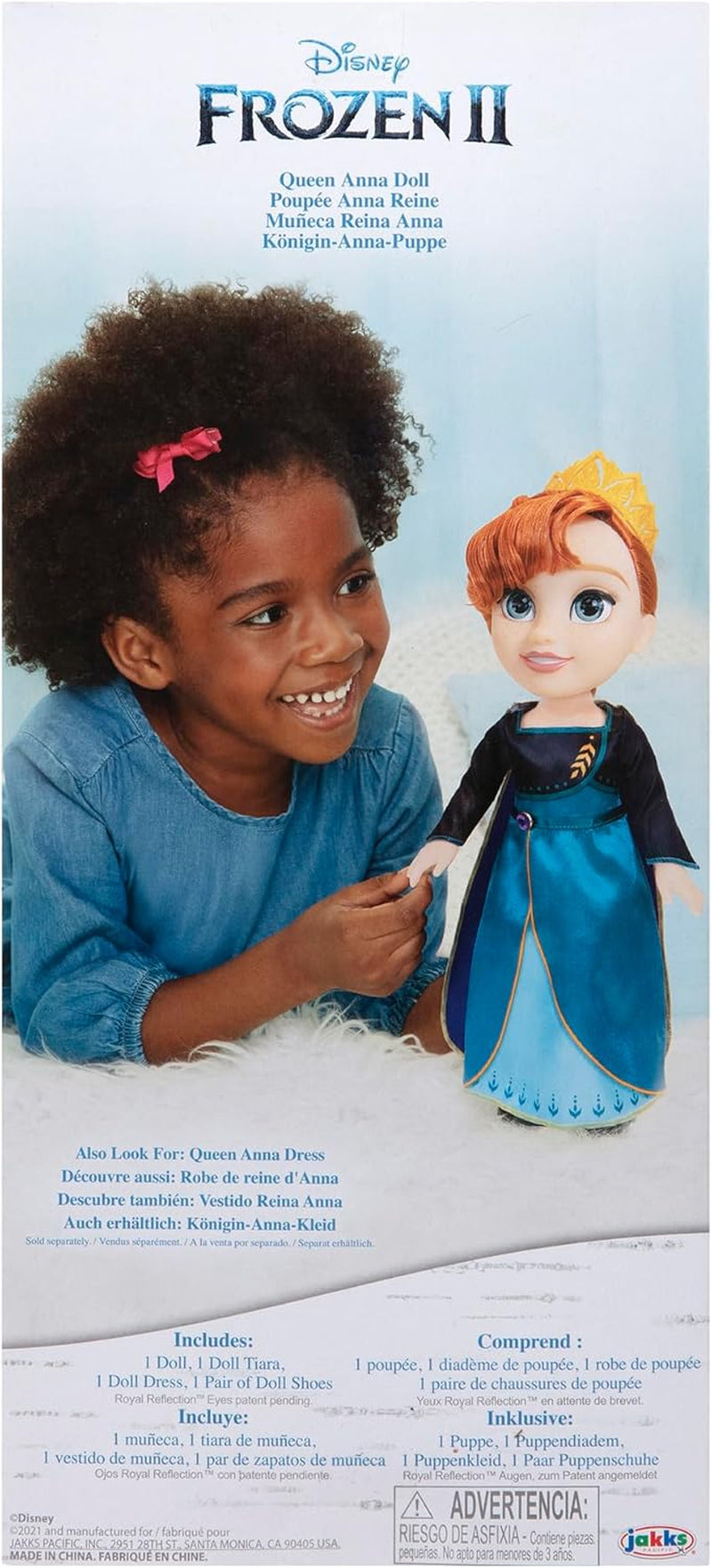Disney Frozen 2 Anna-pop - een 35 cm grote beweegbare pop in een iconische mode-jurk met het Arendelle-embleem en een tiara voor extra plezier, voor meisjes vanaf 3 jaar