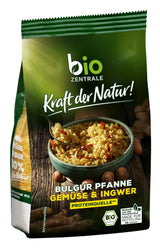 Biozentrale Bulgur in bakje met groenten en gember | 200 g perfect voor een snelle afhaalmaaltijd | bron van veganistisch eiwit | gemakkelijk te bereiden