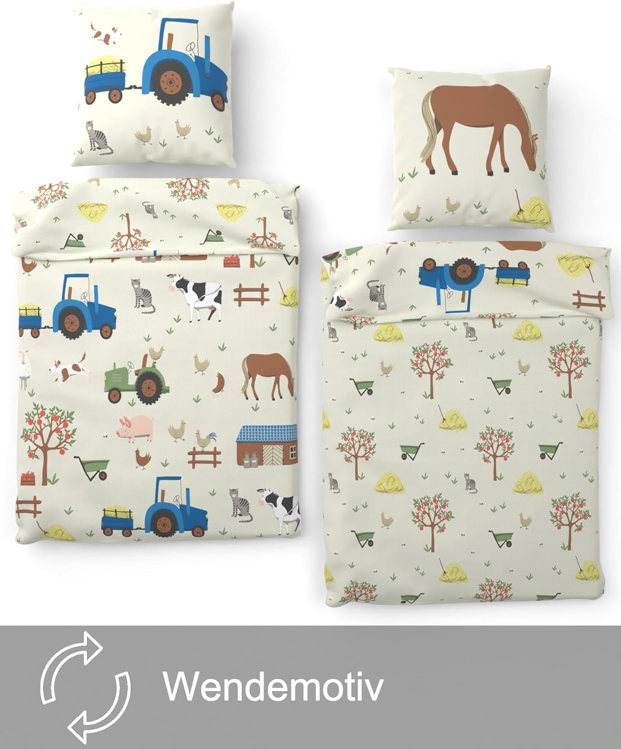 Skybrands Kinder Bettwäsche Tiere 135X200 Bauernhof Kinderbettwäsche Bagger Traktor Baumwolle Kinderbettwäsche 2Tgl. Für Jungen en Mädchen Naty Shop