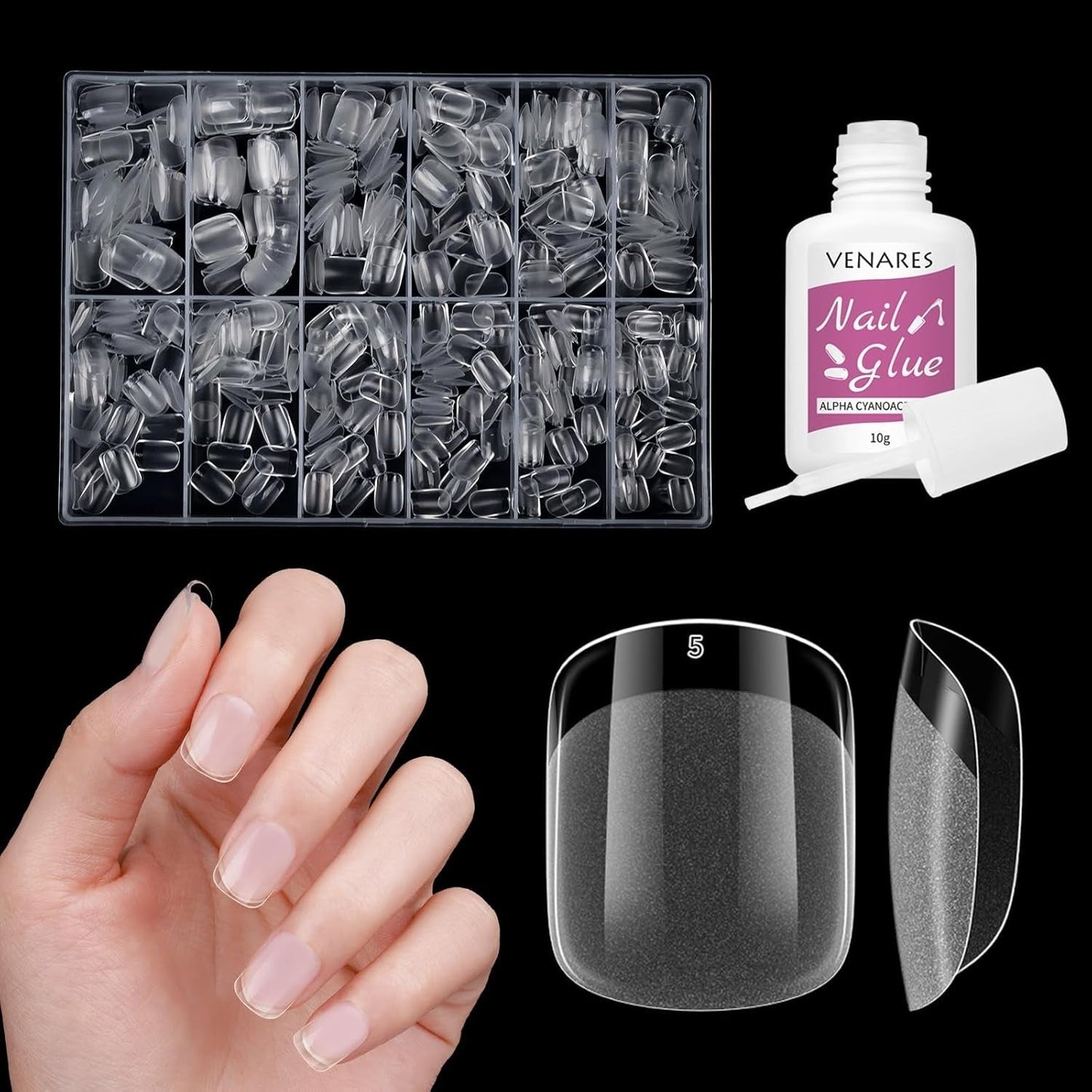 Korte Kunstnagels Ballerina 500 stuks Lijm op 12 Maten Kunstnagels Korte Zachte Gel Volledige Dekking Nageltips Voor Gelnagels Korte S