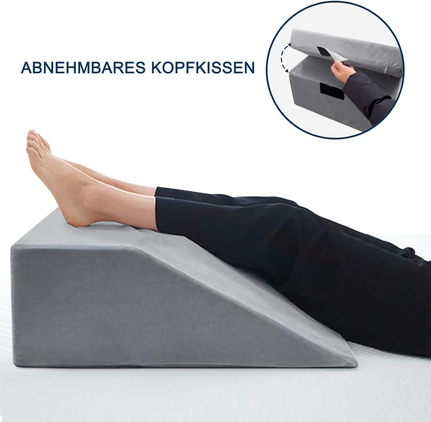 Leeskussen en beenlift Verenkussen, traagschuim nekrugbeenkussen, multifunctioneel afneembaar kussen voor bed, bank, zitten, slapen en rusten (grijs)