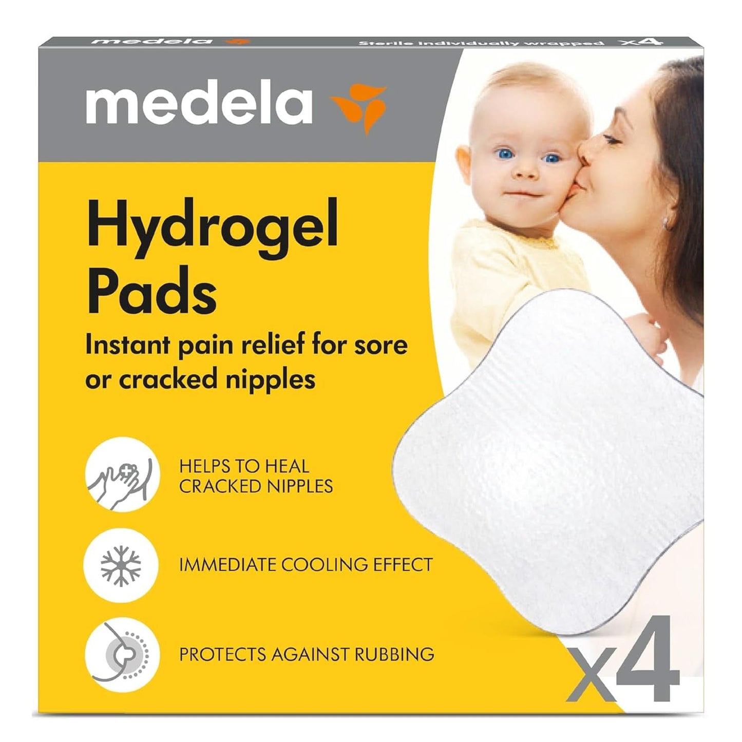 Medela Hydrogel Pads - onmiddellijke verlichting en verkoeling voor pijnlijke tepels - herbruikbaar - verpakking van 4 steriele pads, afzonderlijk verpakt Accessoires Voeding en borstvoeding Bebe Naty Shop