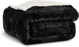 Kono Sherpa fleece deken, 150 x 200 cm, zacht, gezellig, pluizig, omkeerbaar, microvezel, vaste dekens voor bed, bank, bank (marineblauw, dubbel/dubbel) Bedden en dekens Besuche den KONO-Store Black Twin/Double