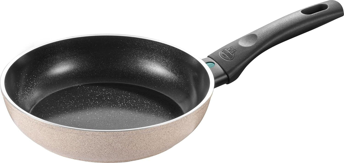 Ledro koekenpan, 24 cm, aluminium, geschikt voor inductie, keramische antiaanbaklaag, Thermopoint, Made in Italy, beige Potten en pannen Naty Shop 20 Cm