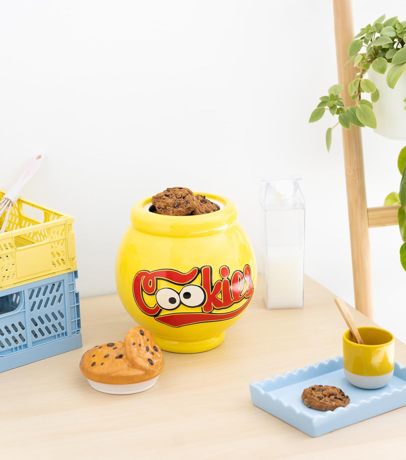 Grupo Erik Keramieken Koekjestrommel Sesamstraat Koekjesmonster - Koekjestrommel met Deksel Groot 21,0 x 27,0 x 22,0 cm Voorraadpot met Deksel Officiële Sesamstraat Merchandise Voedselbewaardozen Naty Shop
