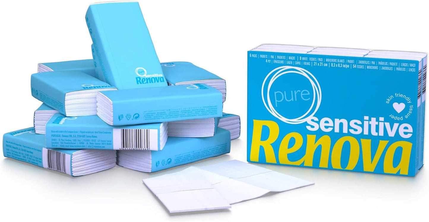 Renova Zakdoeken Sensitive Pure - 6 pakjes witte servetten