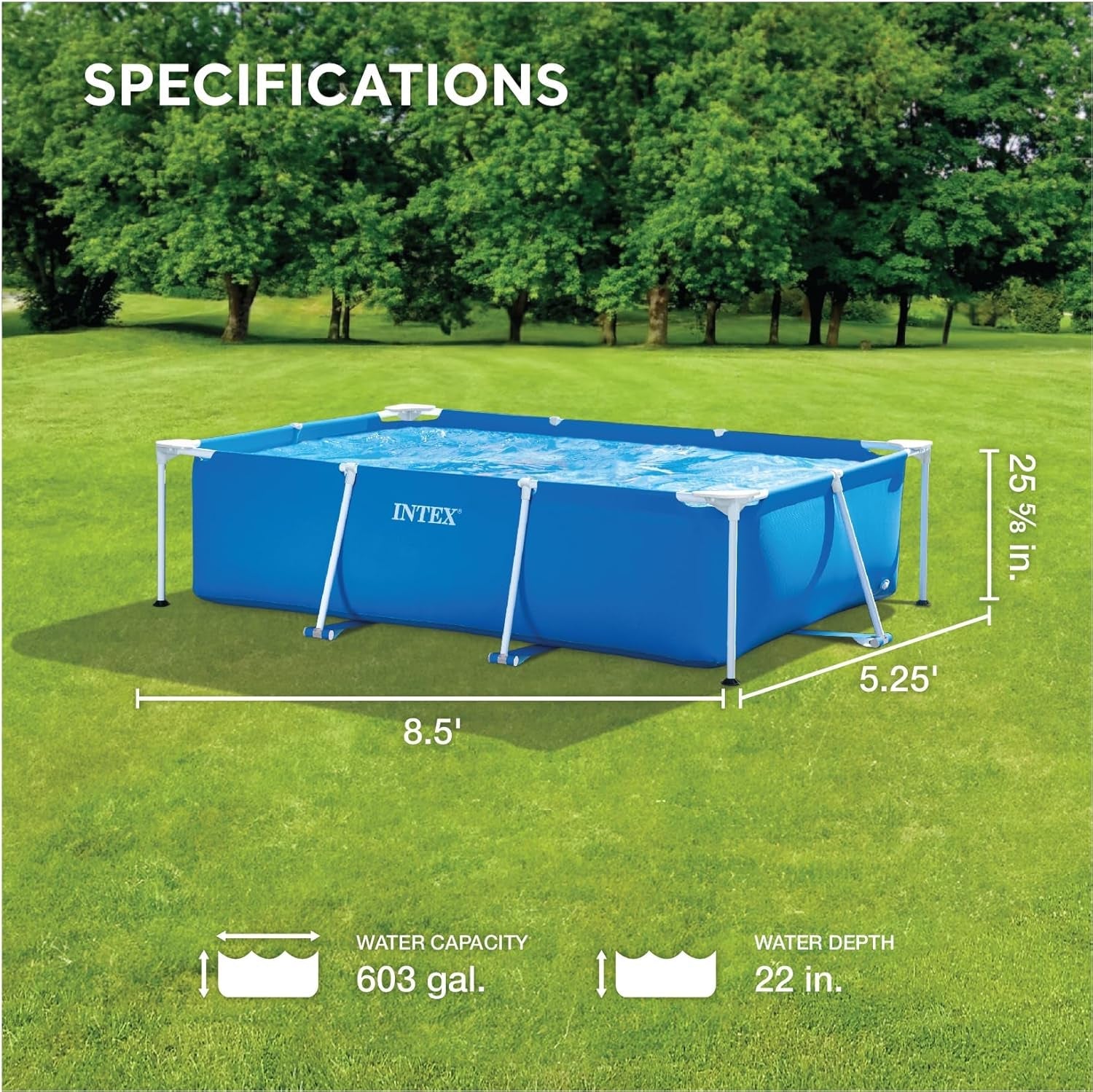 Intex 28271NP - Rechthoekig bovengronds zwembad met frame, 2282 l, staal en PVC, blauw, 260x160x65 cm