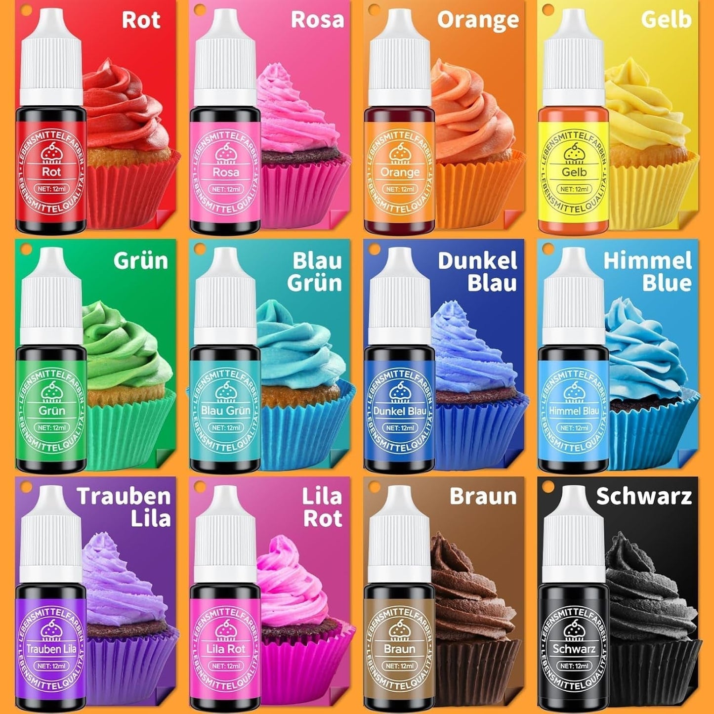 Vloeibare kleurstofset 12 x 12 ml Naty Shop
