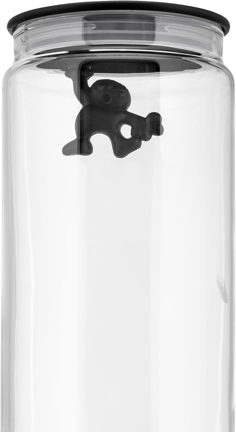 Alessi "Gianni" glazen keukenpot met verzegeld deksel, thermoplastische hars, zwart, 27,5 x 13,5 x 28 cm Voedselbewaardozen Naty Shop