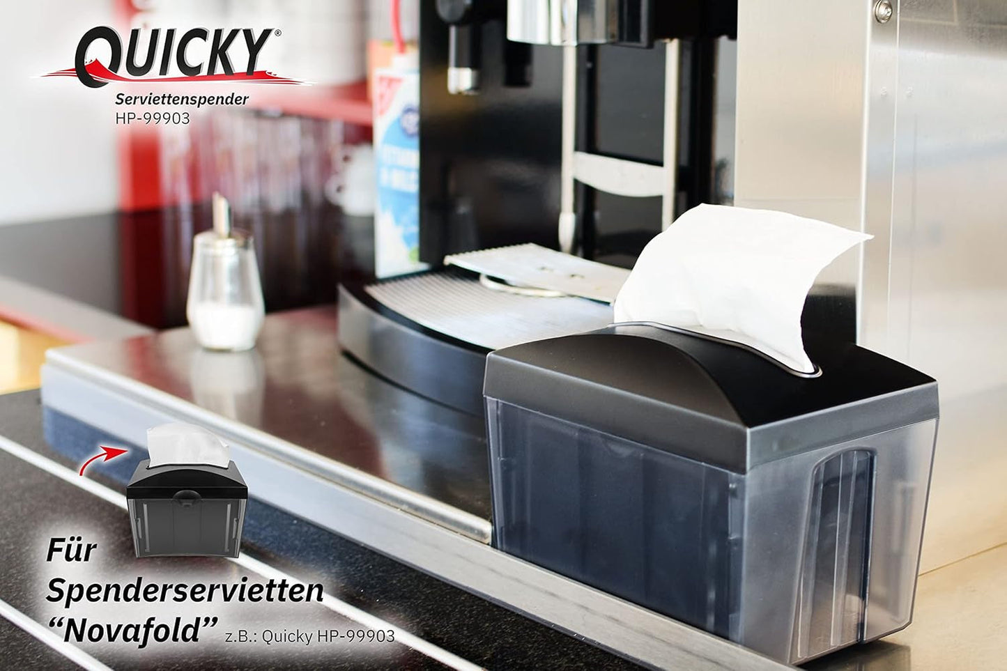 Quicky dispenserservet "Interfold" | 16,5 cm X 20,5 cm helderwit, cellulose, 2 lagen | 8.000 stuks