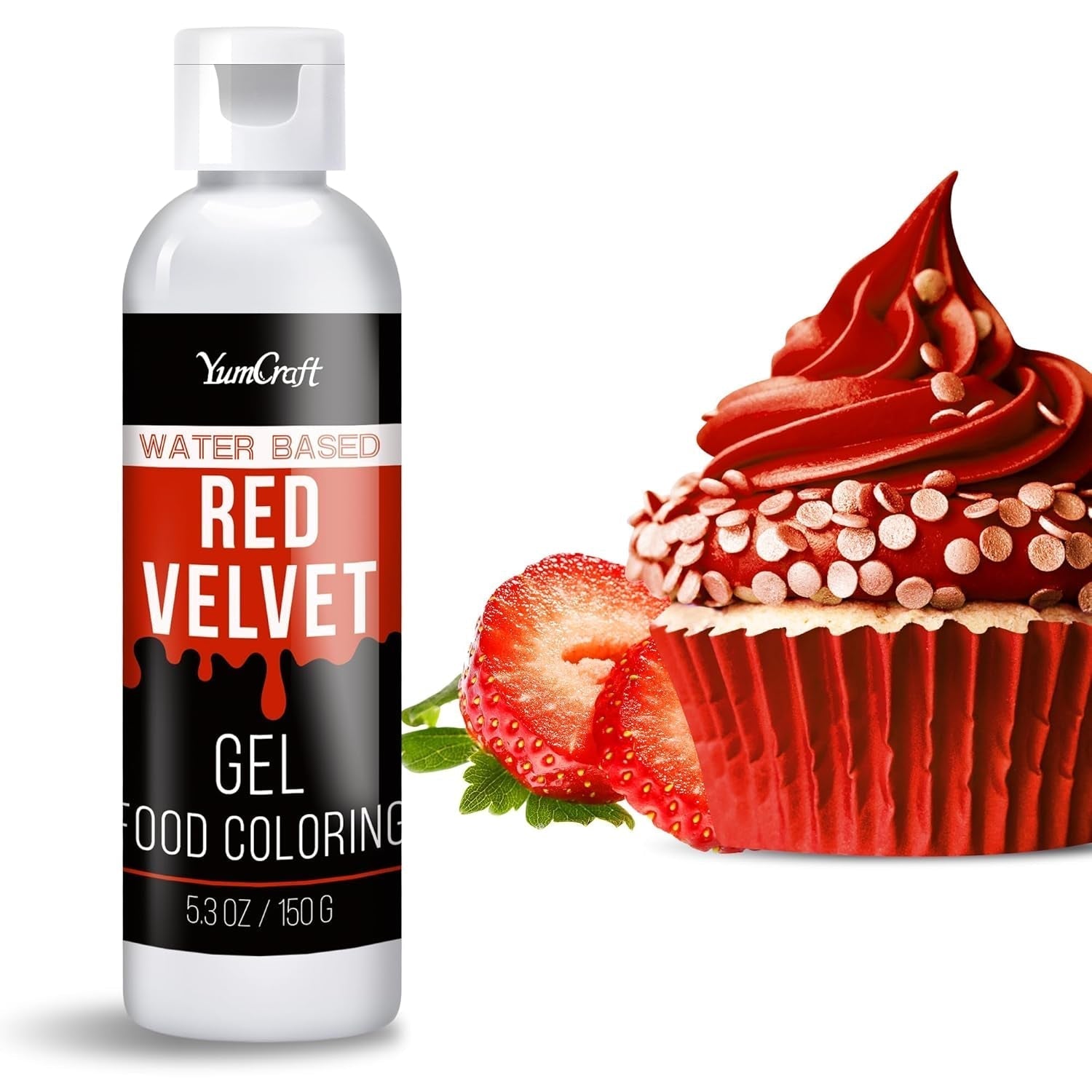 Gelvoedselkleur - Hooggeconcentreerde gelvoedselkleur voor taarten, bakken, paaseieren, drankjes - Suikervrije voedselkleur voor fondant, glazuur, slijm, taartdecoratie (rood fluweel, 150 g)