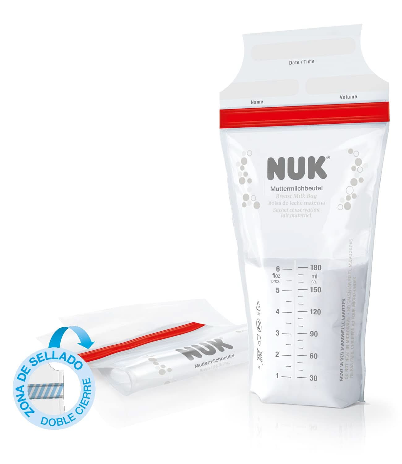 NUK moedermelkzakjes, ruimtebesparend en direct bruikbaar, 180 ml, 25 stuks, transparant Accessoires Voeding en borstvoeding Bebe Naty Shop