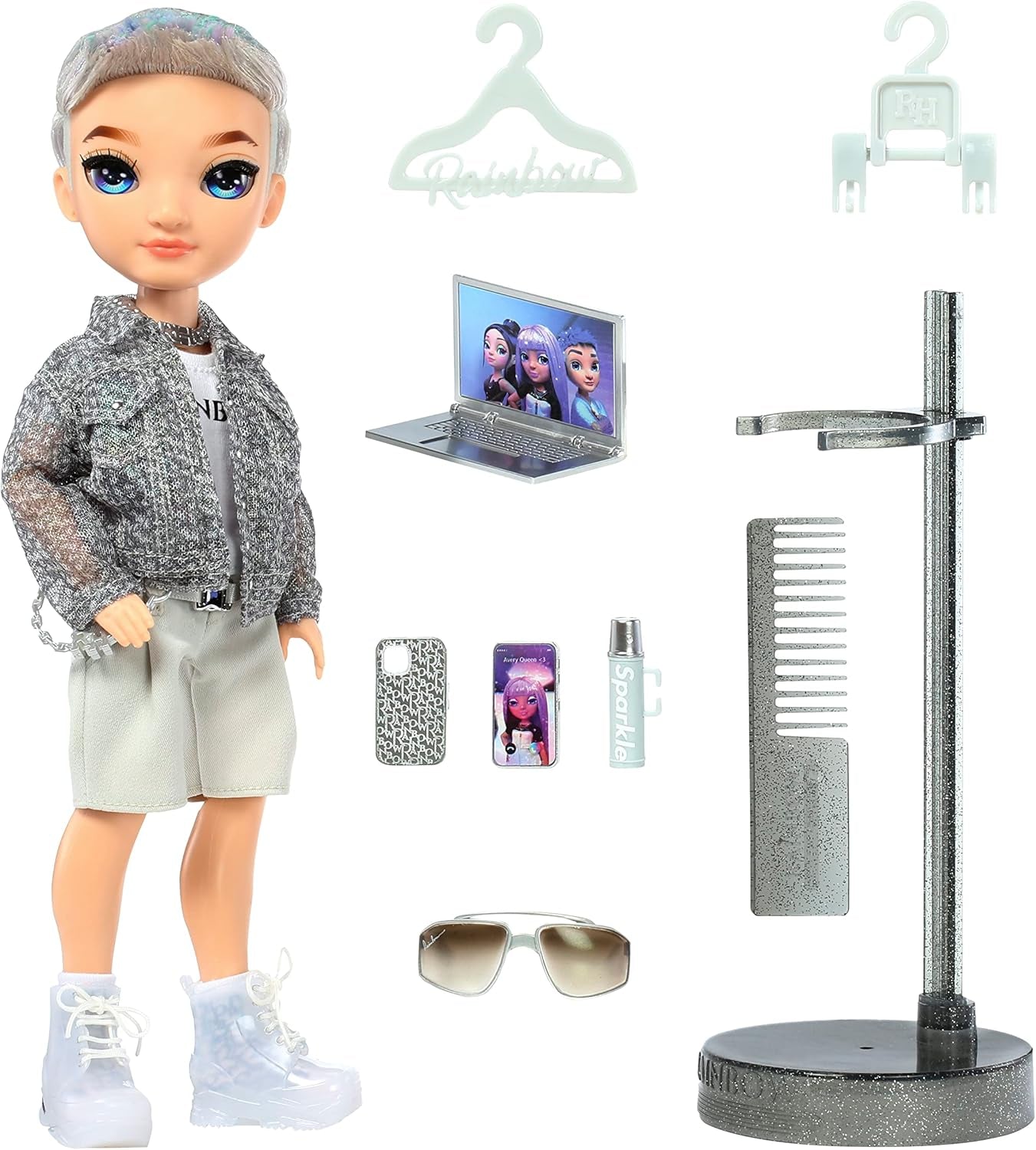 Rainbow High Fashion Doll - Aidan Russell - Paarse jongenspop - Modieuze outfit en 10+ kleurrijke speelaccessoires - voor verzamelaars en kinderen van 4-12 jaar