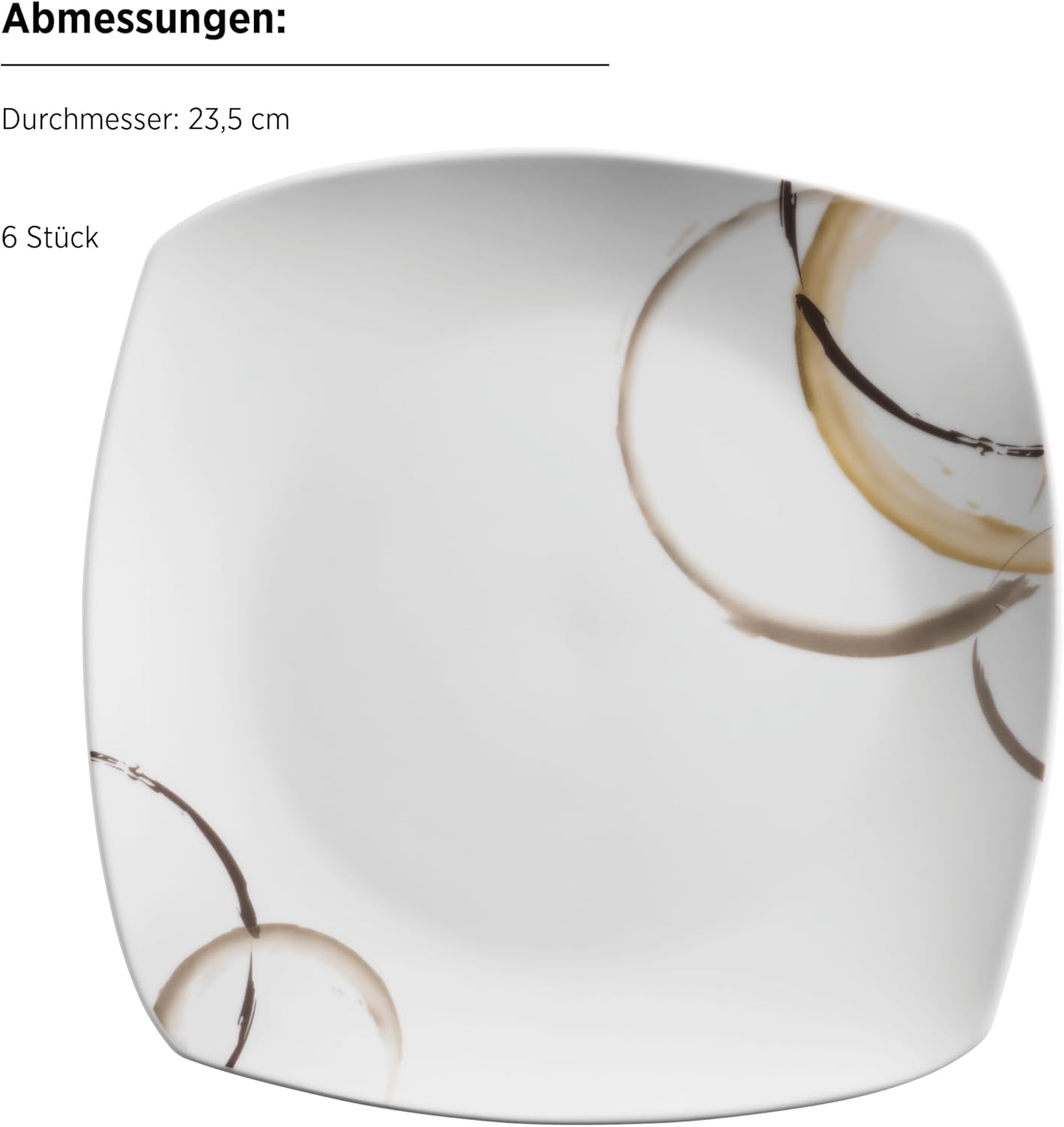 MÄSER Nela gecombineerde serviesset, 30-delige serie, vierkant servies voor 6 personen, wit/bruin