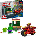LEGO Marvel Iron Man met fiets en Hulk, superheldenbouwspeelgoed voor kinderen, fiets en minifiguurverzameling, cadeau voor meisjes en jongens vanaf 4 jaar 76287 Bouwsets