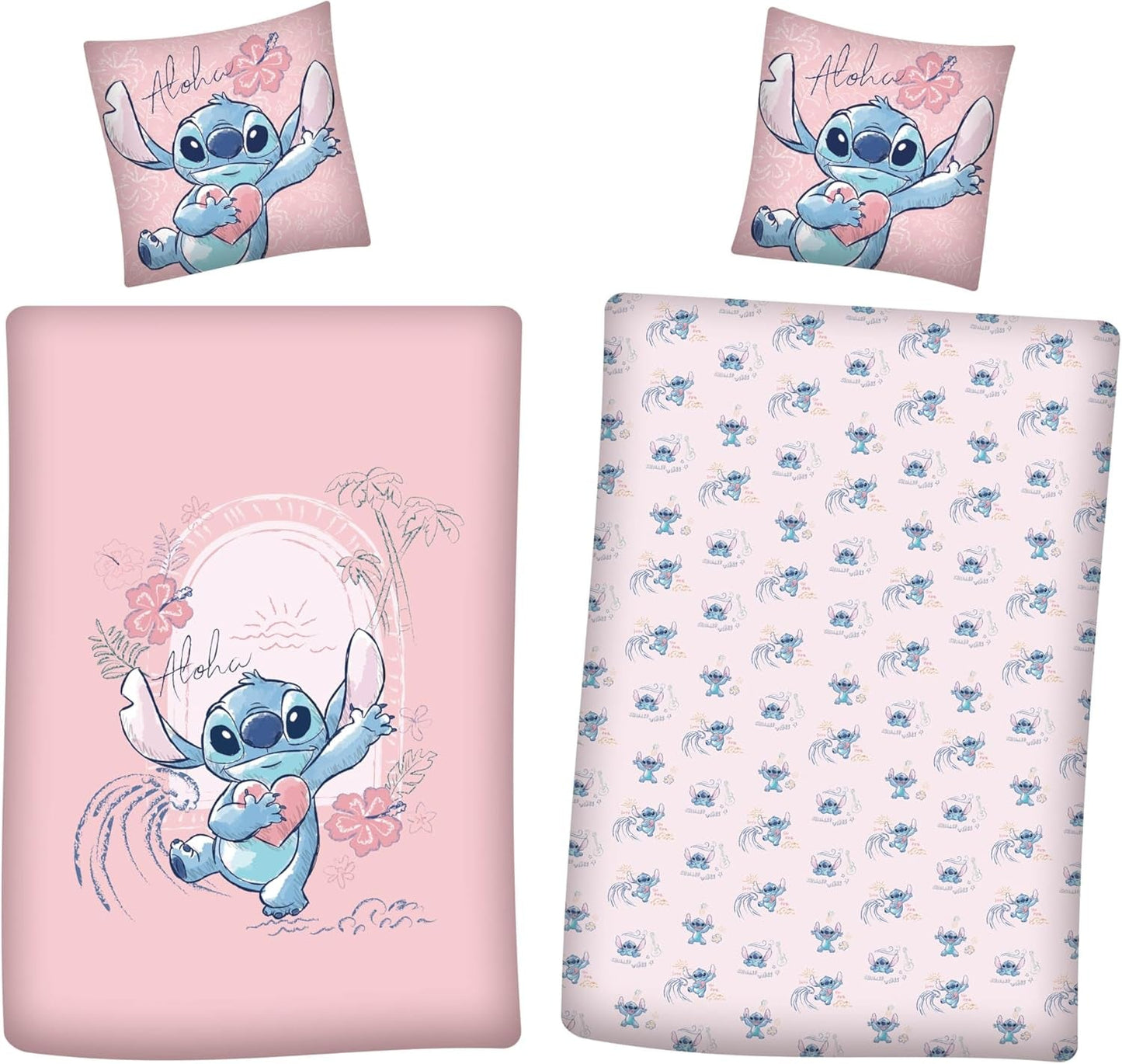Stitch Aloha Omkeerbaar beddengoedset Meisjesbeddengoed 100% katoenen beddengoed - Kids Naty Shop