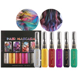 Instant haarverf 6 kleuren Tijdelijke haarmascara voor meisjes en vrouwen Wasbaar haarkrijt Regenboog haarmascara Haarverf voor carnaval Halloween Cosplay Feest Verjaardag (A) Naty Shop Haarverf B 90 Ml (1 pak)