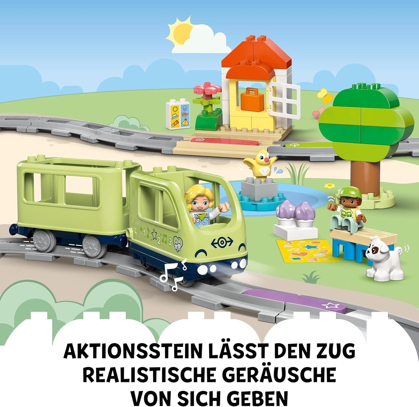 LEGO DUPLO Interactieve avonturentrein voor de stad, speelset met licht en geluid voor rollenspel, waarmee 2-jarigen sporen kunnen bouwen, educatief speelgoed voor kleuters 10427 Bouwsets Besuche in LEGO-Store