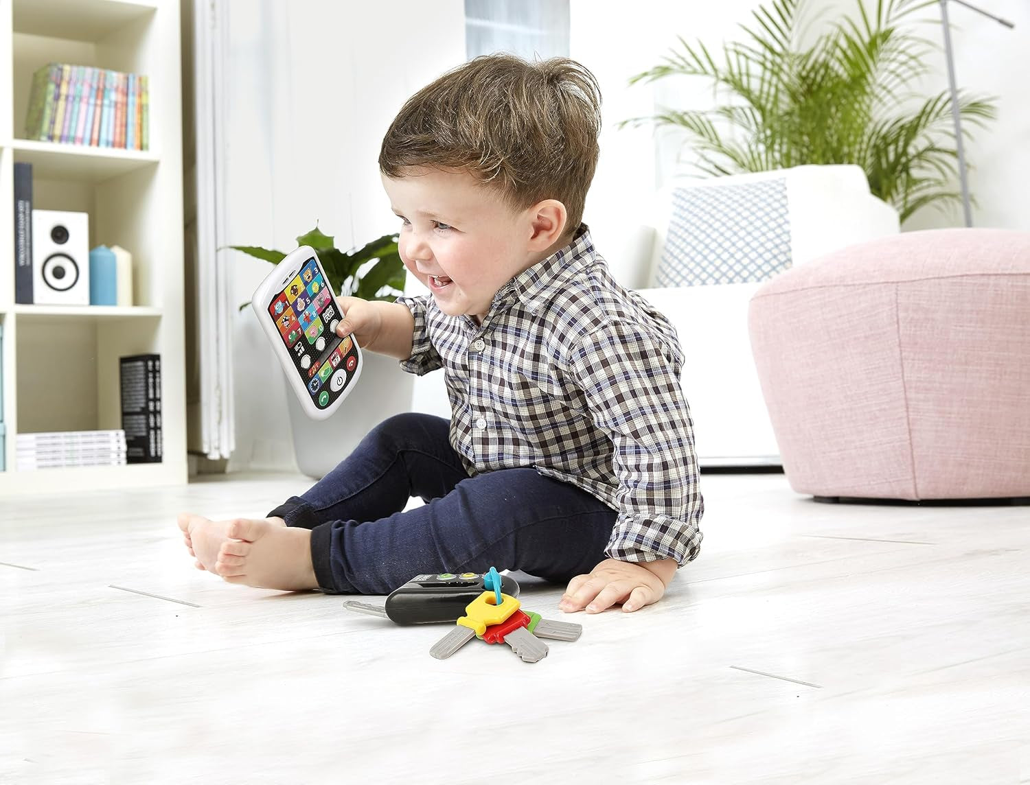 My Duo High-Tech Phone + Key - Een zeer realistische telefoon en sleutel. - Speelgoed voor meerdere leerprojecten vanaf 12 maanden Bebe Naty Shop Toys