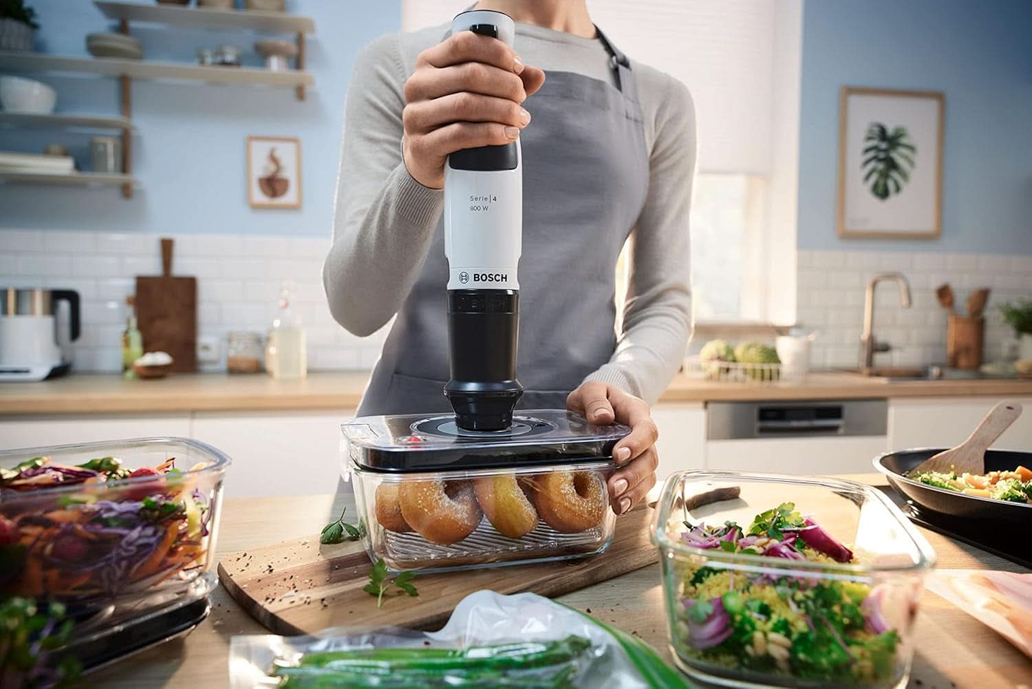 , Stabmixer, Ergomaster Serie 4, 800 Watt Motor, Snelheidsregelaar, Quattroblade Keuken Naty Shop