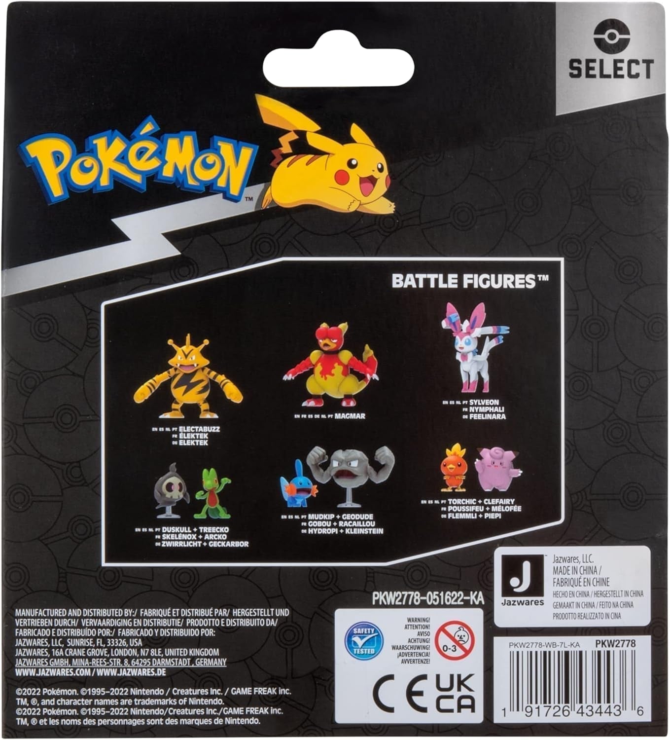 Pokemon PKW2778 Select 3-pack met Pichu en Pikachu en 7,6 cm Raichu Battle Figures Evolution Multipack Style 2 Actiefiguren Naty Shop