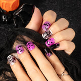 72 stuks Halloween-nagels Zelfklevende nepnagels Korte kunstnagels Zelfklevende geperste nagels Pompoen Spook Kunstnagels Tips Nail Art Oranje Groen Zwart