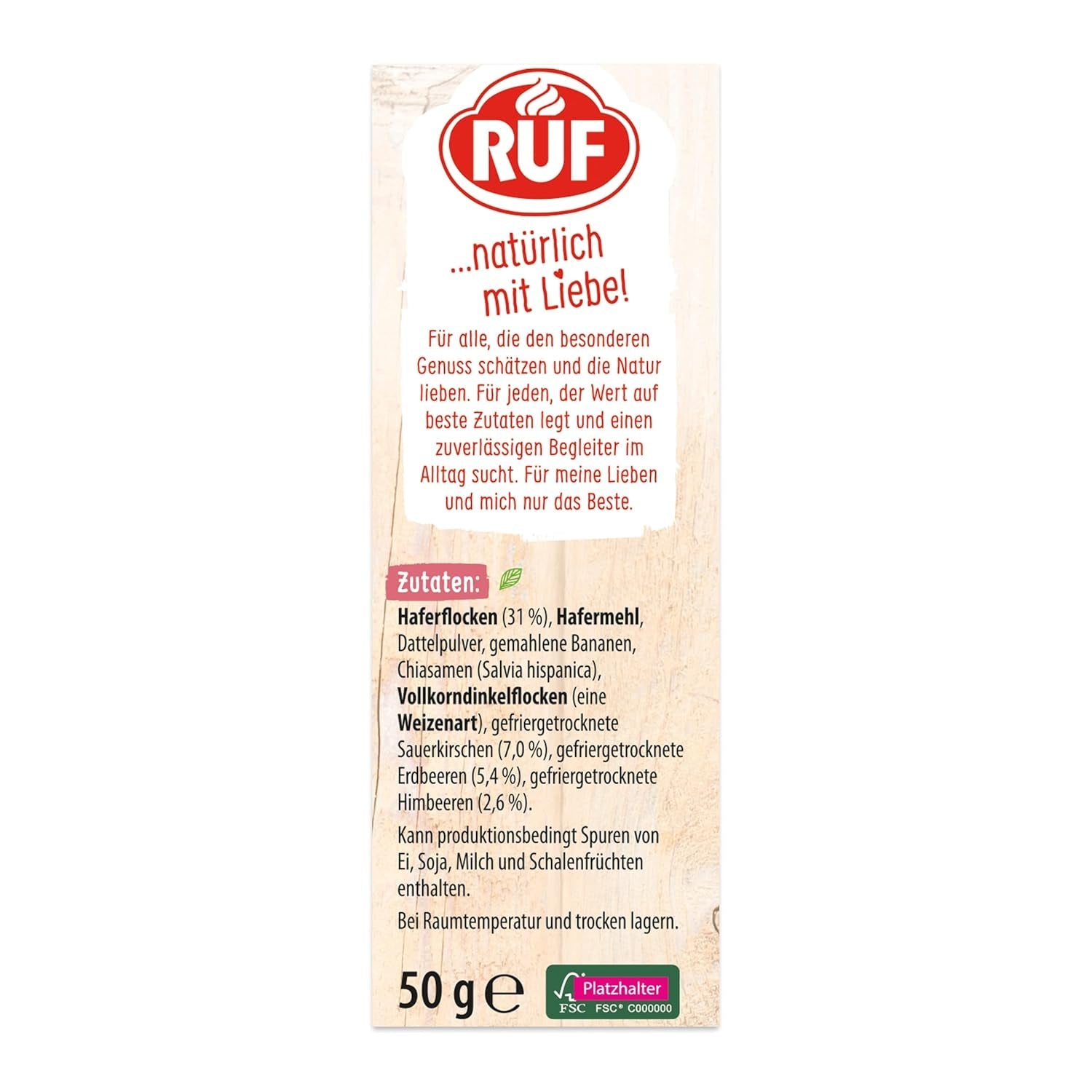 RUF Smoothie Bowl Berry Bunch Oats Ontbijtsnack met bessen en chiazaden, snel en gemakkelijk te bereiden, veganistisch, 1 zakje x 50 g (pak van 3)