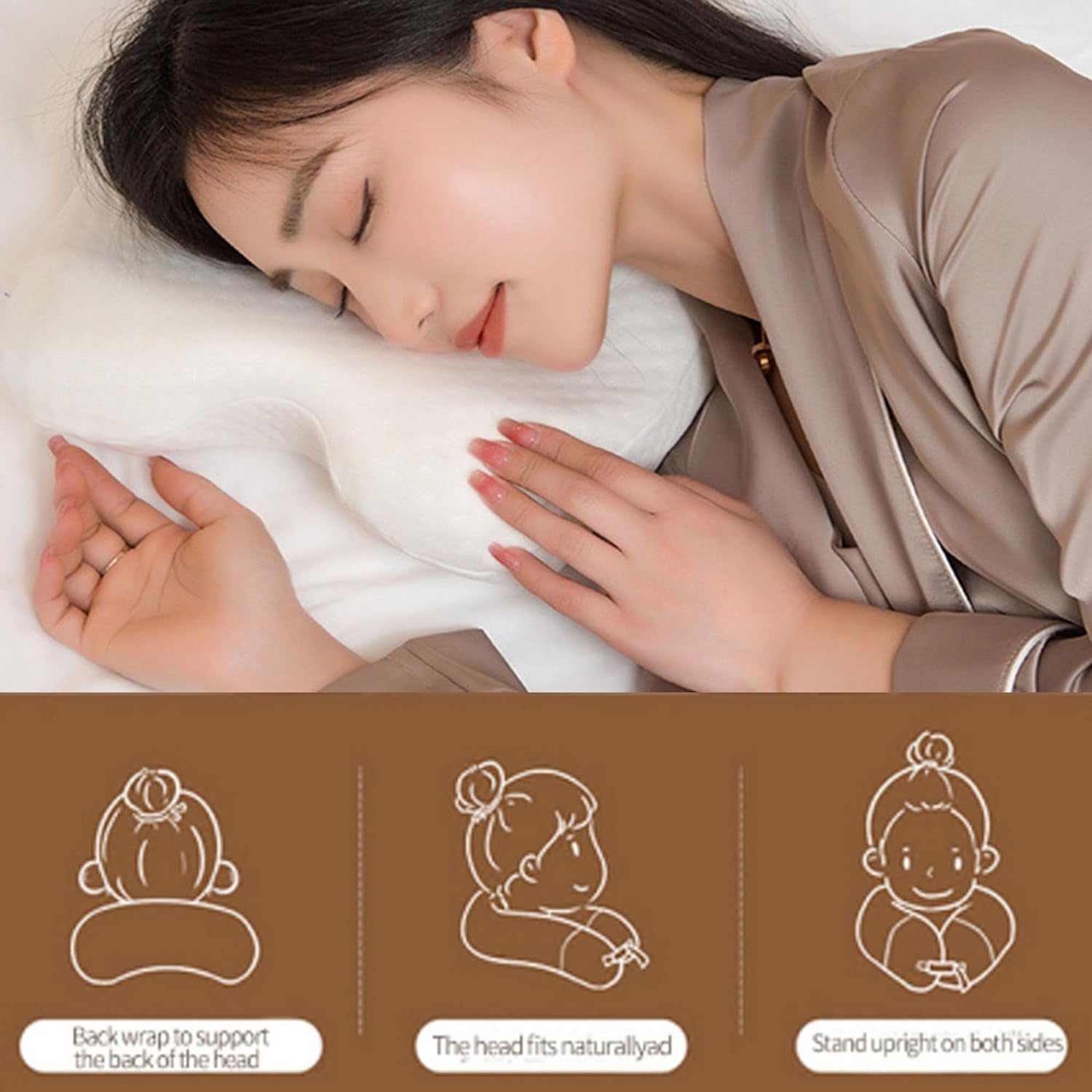 MINGZE Multifunctioneel traagschuimkussen Nekkussen Schuim, boog U-vormig nekkussen, langzaam rebound-slaapkussen Rebound-drukkussen, kussen IJszijde voor hand- en nekbescherming Cervicale orthopedische kussens Naty Shop