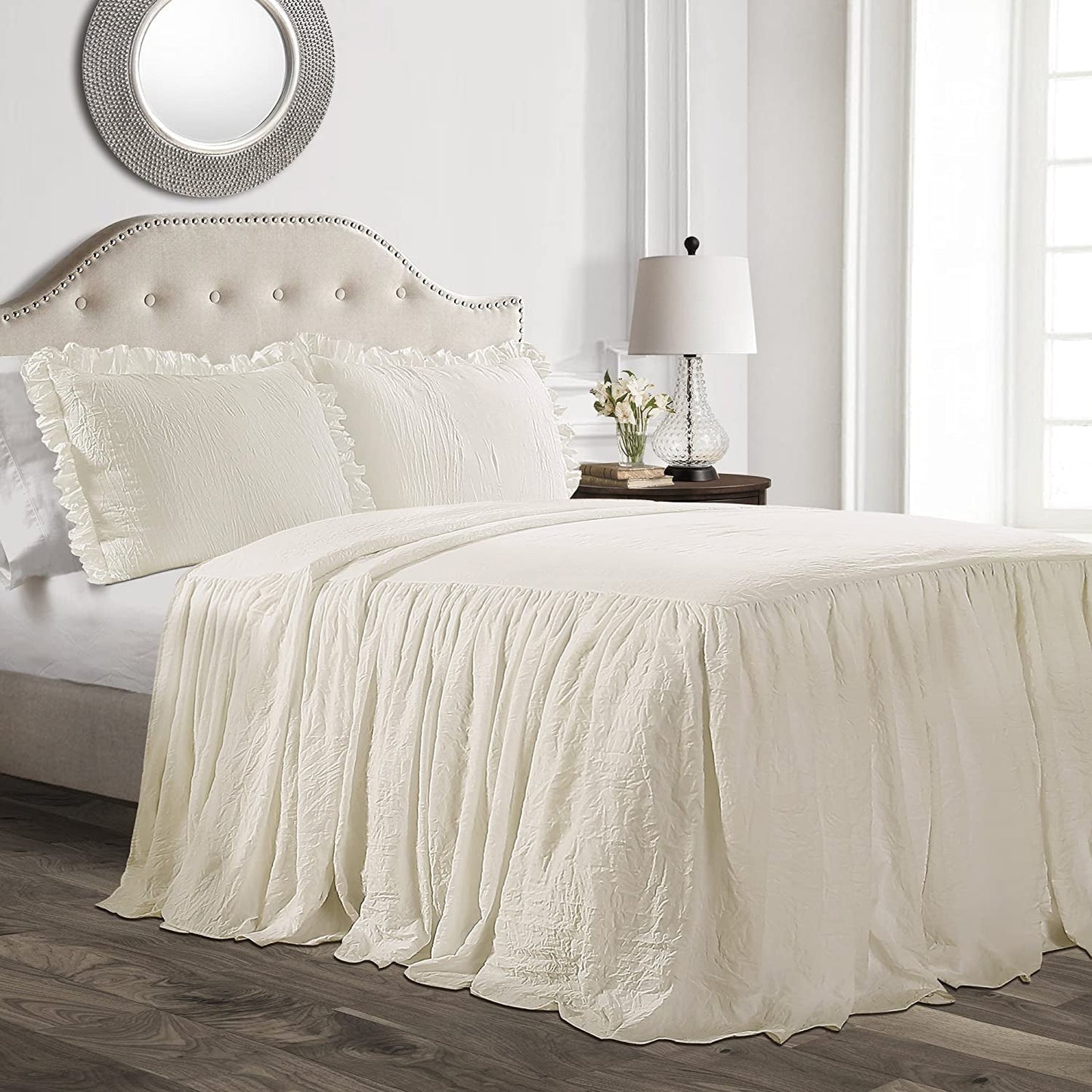 Lush Decor Sprei met ruchesrok, polyester, wit, tweepersoonsbed Lush Decor bedden en dekens ivoor H190,5 X B99,1 cm (1 pak)