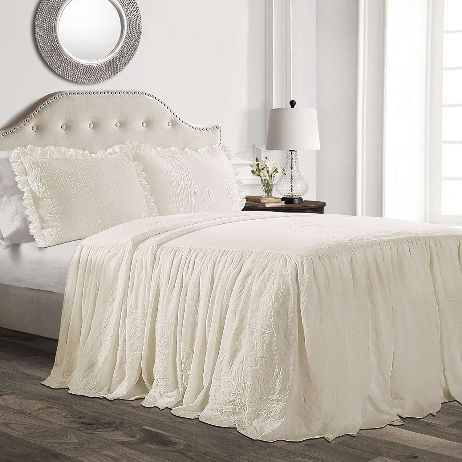 Lush Decor Sprei met ruchesrok, polyester, wit, tweepersoonsbed Lush Decor bedden en dekens ivoor H190,5 X B99,1 cm (1 pak)
