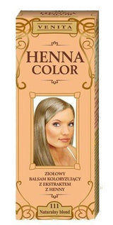 Henna Color 111 Natuurlijke conditioner voor blond haar Haarkleur Natuurlijk haarkleuringseffect Henna Eco-haarverf Naty Shop Beige (blond) 75 ml (1 pak)