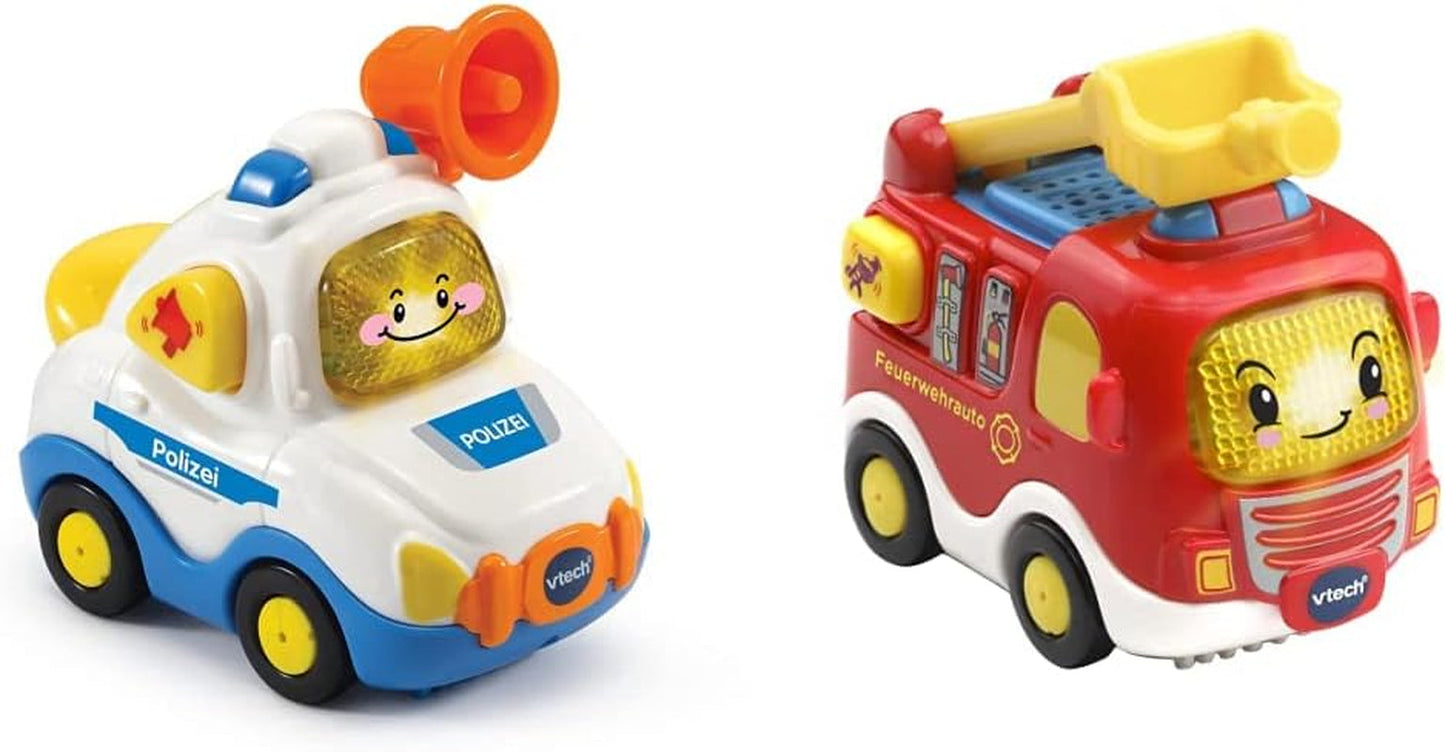Vtech TUT TUT Baby Flitzer - Politie - Voor 1-5 jaar & TUT TUT Baby Flitzer - Brandweerauto - Speelgoedauto met muziek, lichtknop, interessante zinnen en geluiden - Voor 1-5 jaar Bebe Toys Naty Shop Baby Flitzer brandweerautopakket