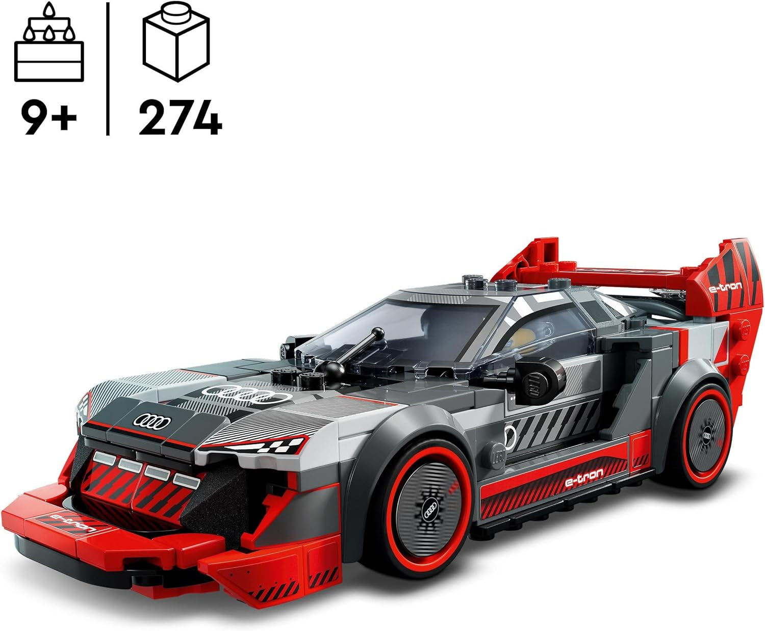 LEGO Speed Champions Audi S1 E-Tron Quattro raceautoset met autospeelgoed om te bouwen, spelen en tentoon te stellen, automodel voor kinderen, cadeau voor 9-jarige jongens en meisjes 76921 Bouwsets