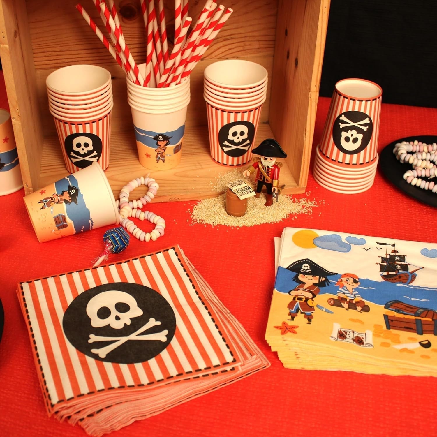 ARTS DE LA TABLE 20 katoenen servetten, 33 X 33 cm, 3-laags, piratenvlag