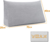 Verenkussen, rugkussen, fluwelen kussen, breedte 70 cm - leeskussen voor bed, bank en bank, groot bankkussen, muurkussen, bankkussen, leeskussen, rugsteunkussen, lichtgrijs