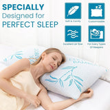 Comfysleep Kingsize Bamboe Viscose Kussen Verkoelend Versnipperd Traagschuim Verstelbare Bamboe Viscose Afneembare/Wasbare Hoes 2 stuks Naty Shop Standaard Kussens