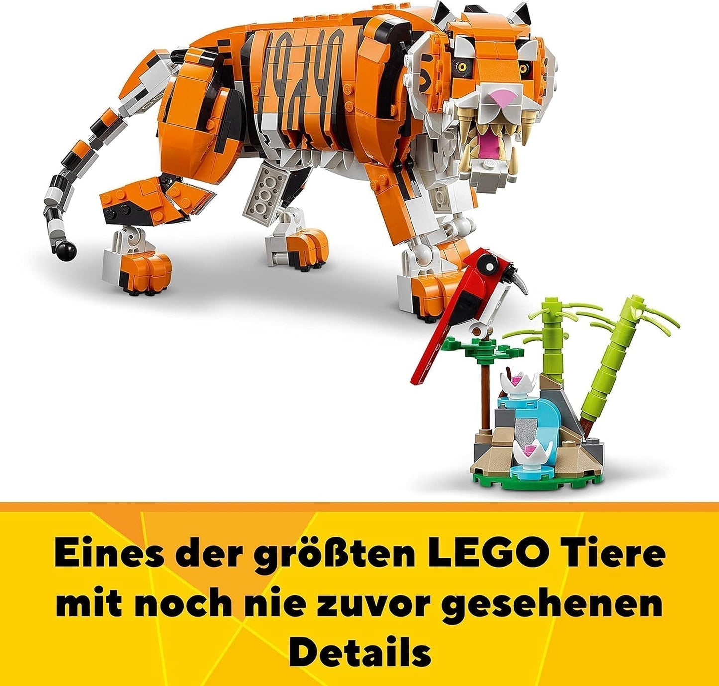LEGO 31129 Creator Majestueuze Tijger, Panda of Vis 3-in-1 Dierenfigurenset Speelgoed voor kinderen, jongens en meisjes Dieren bouwen speelgoedbouwsets Bekijk de LEGO-Store