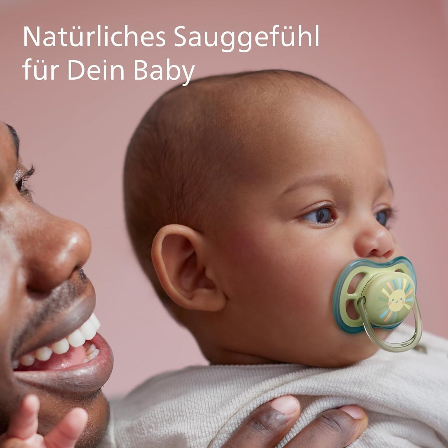 Philips AVENT ultra air-fopspenen - verpakking van 4 BPA-vrije, ademende fopspenen voor baby's tussen 0 en 6 maanden, inclusief draagtas en sterilisatie, kleur zon/regenboog (model SCF085/65)