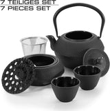Dimono traditioneel gietijzeren theeservies: theepot, warmer en 2 theekopjes