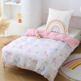 Fekohipy Bettwäsche 135X200 Mädchen Einhorn Kinderbettwäsche Rosa 3D-Druck Mikrofaser Regenbogen Kinder Bettbezug Mit Zwißwerfer en 1 Kissenbezug 80X80Cm 2-Teilige Kinderbettwäsche-Set Naty Shop