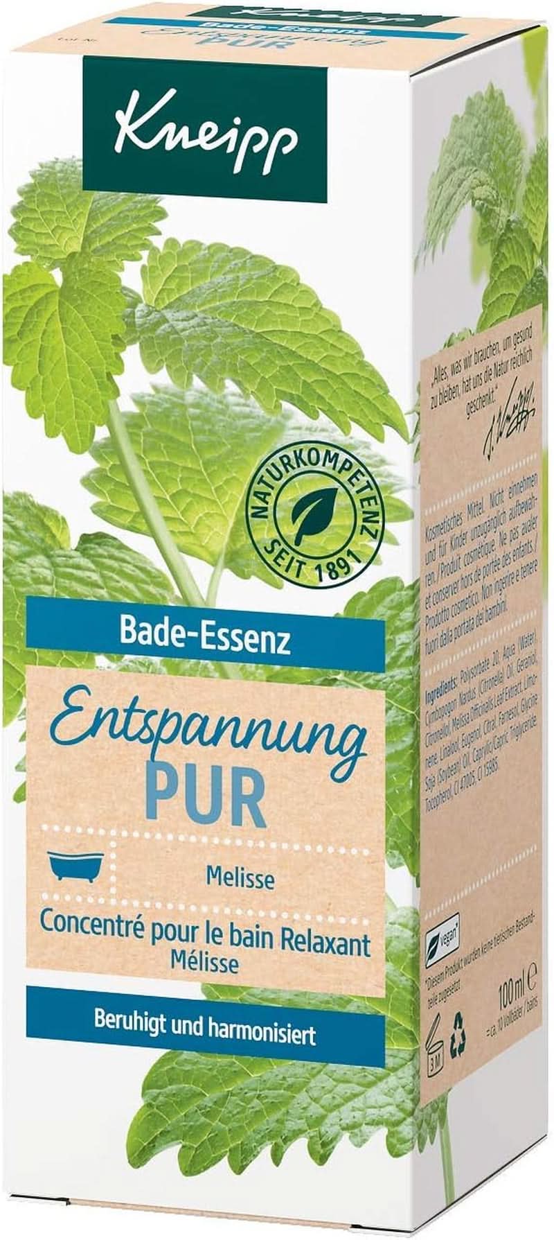 Kneipp Bade, badolie met natuurlijke essentiële olie van Indiase melissa en citroenmelisse-extract, 100 ml Naty Shop