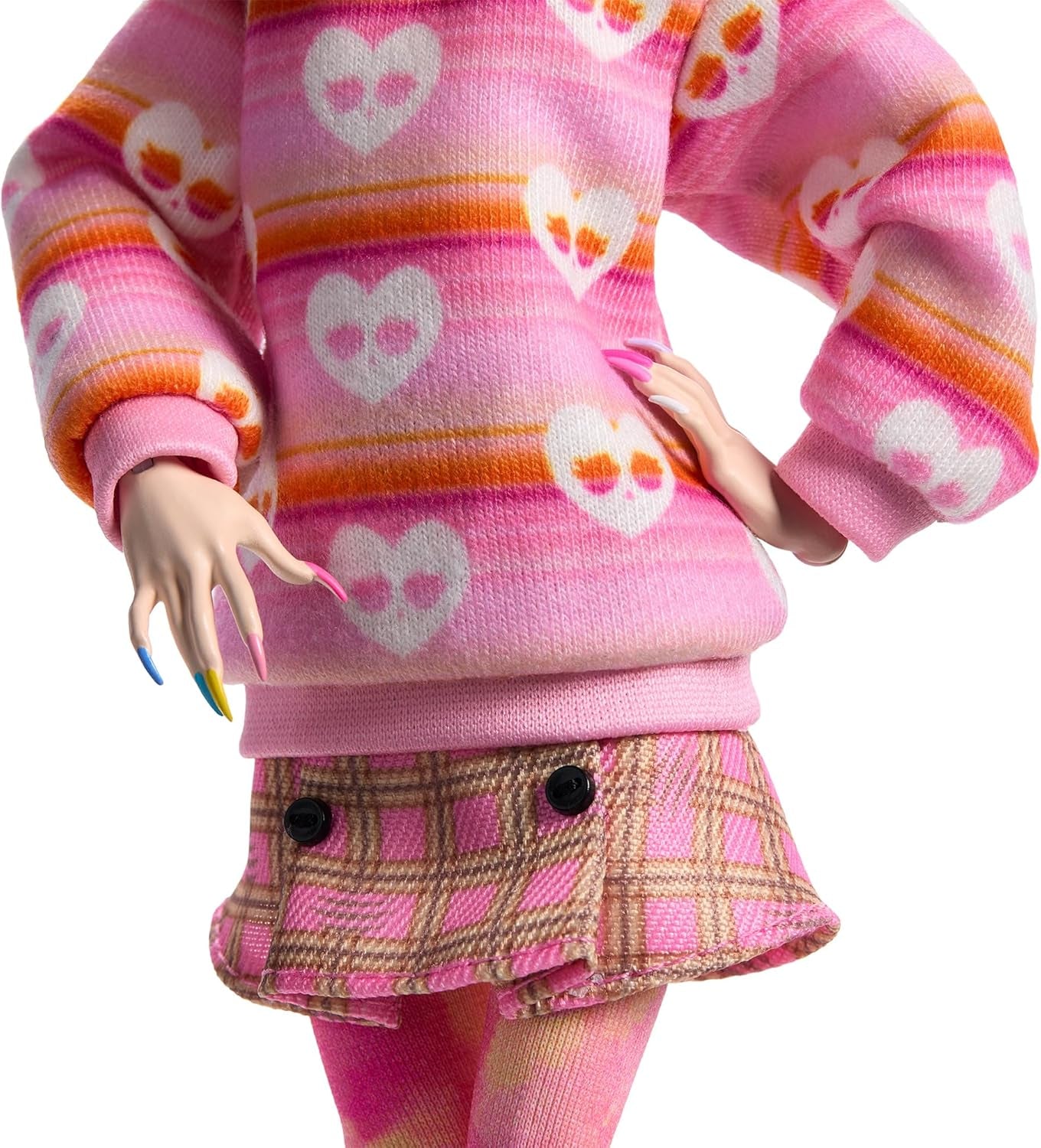 Monster High Wednesday-pop en accessoires Roze Enid Sinclair verzamelfiguur met baret en rugzak Poppenstandaard HXJ05