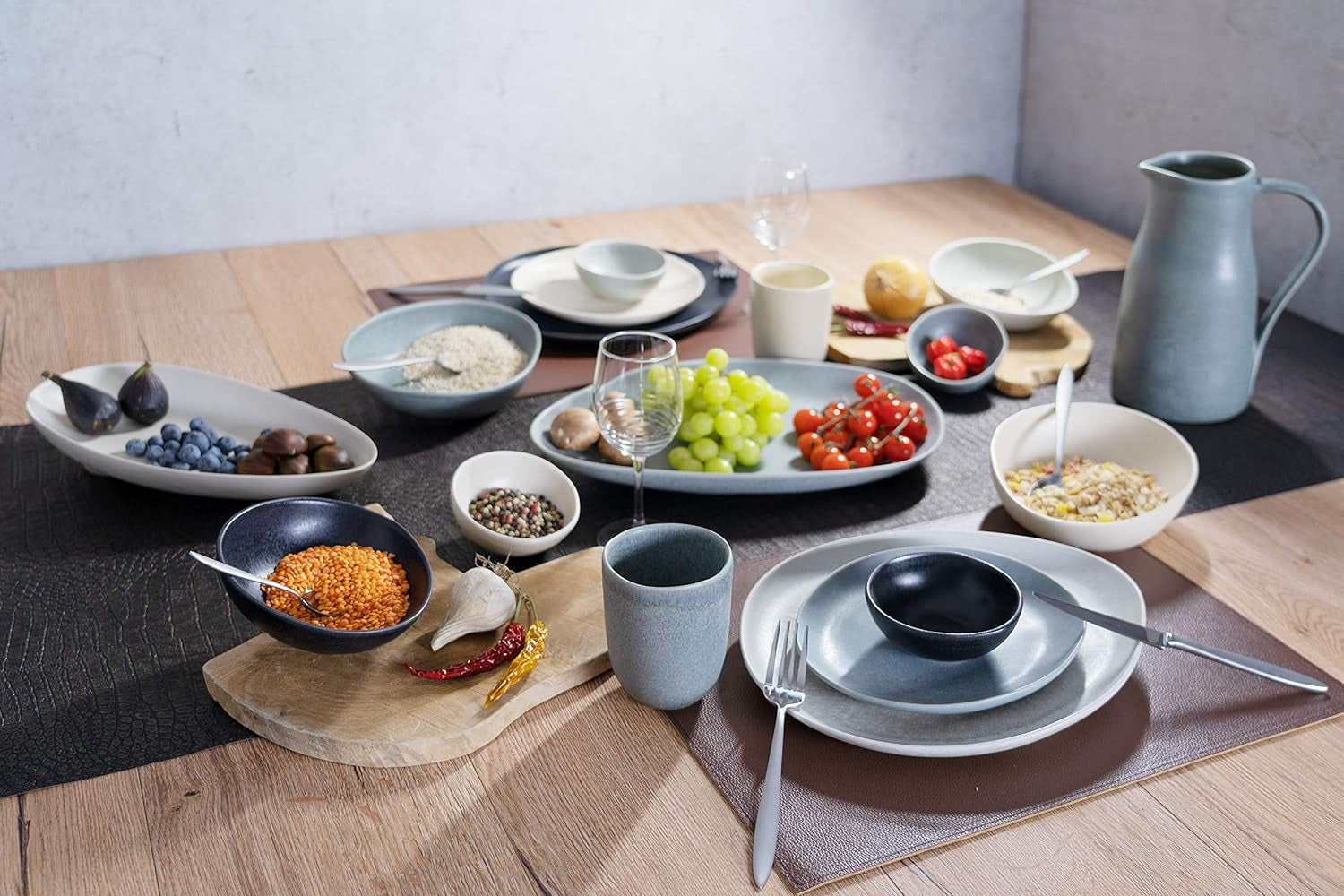 CreaTable, 22139, PIETRA-serie, 4-delige serviesset voor 4 personen, porseleinen bordenset, vaatwasser- en magnetronbestendig, gemaakt in Europa