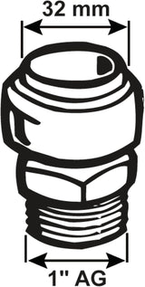 Cornat knelfitting - buitendraad Ø 32 mm x 1 inch - messing - met één buitendraad - PE-HD buisaansluiting / T617532