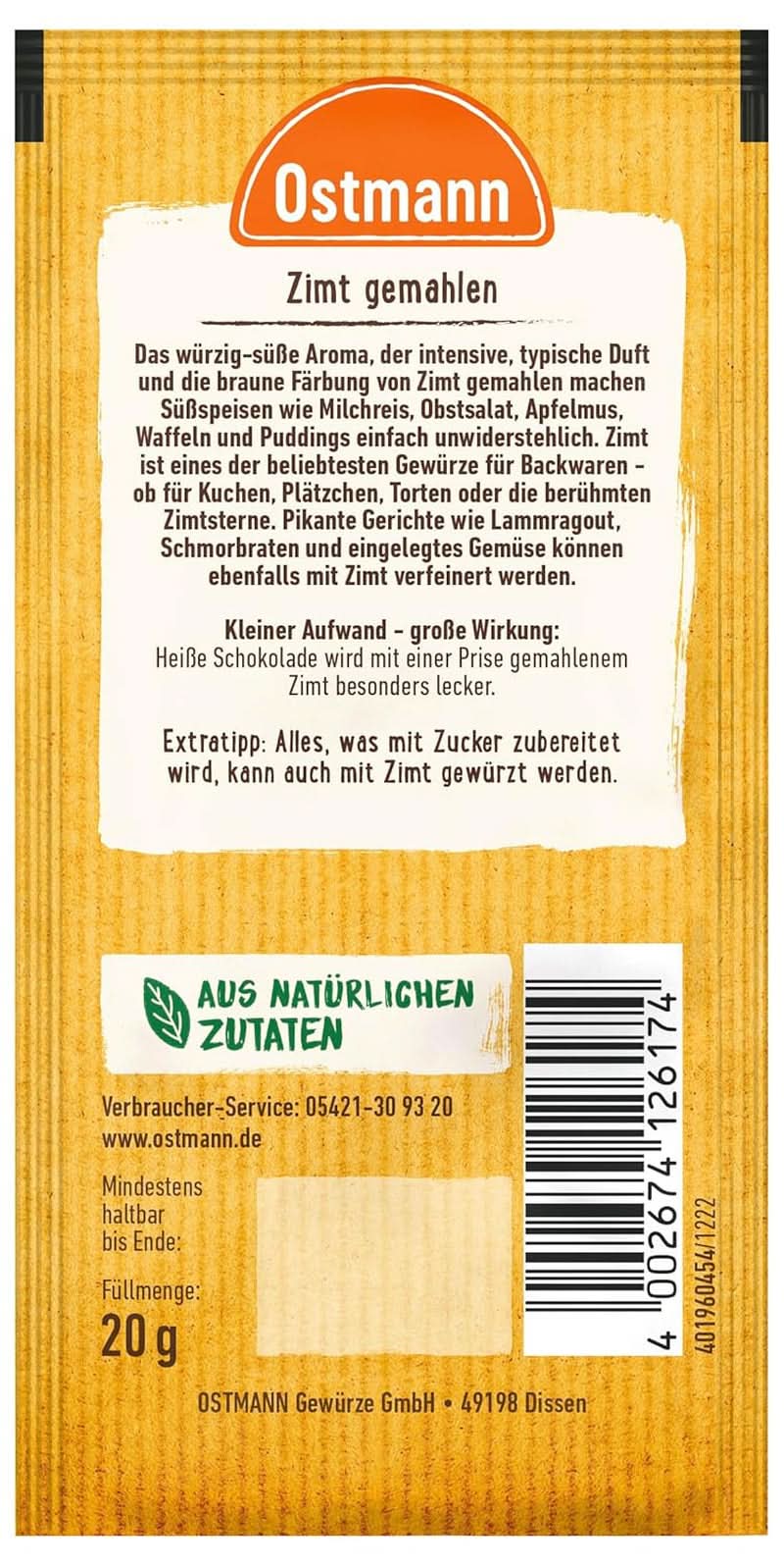 Ostmann - Gemalen kaneel, 20 gram Condimente Naty Shop