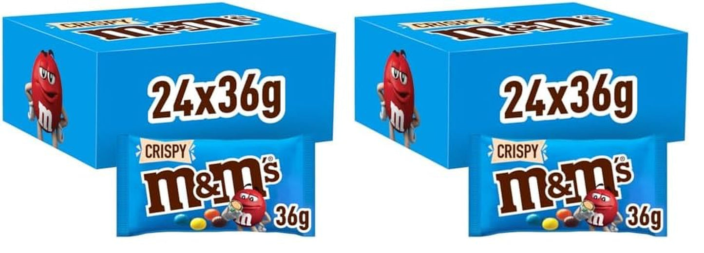 M&M's Pinda Chocolade Bulkverpakking 24 x 45g Chocolade Pinda Smaak Linzen Chocolade Cadeau (1080g) Ideaal als traktatie met voetbalthema