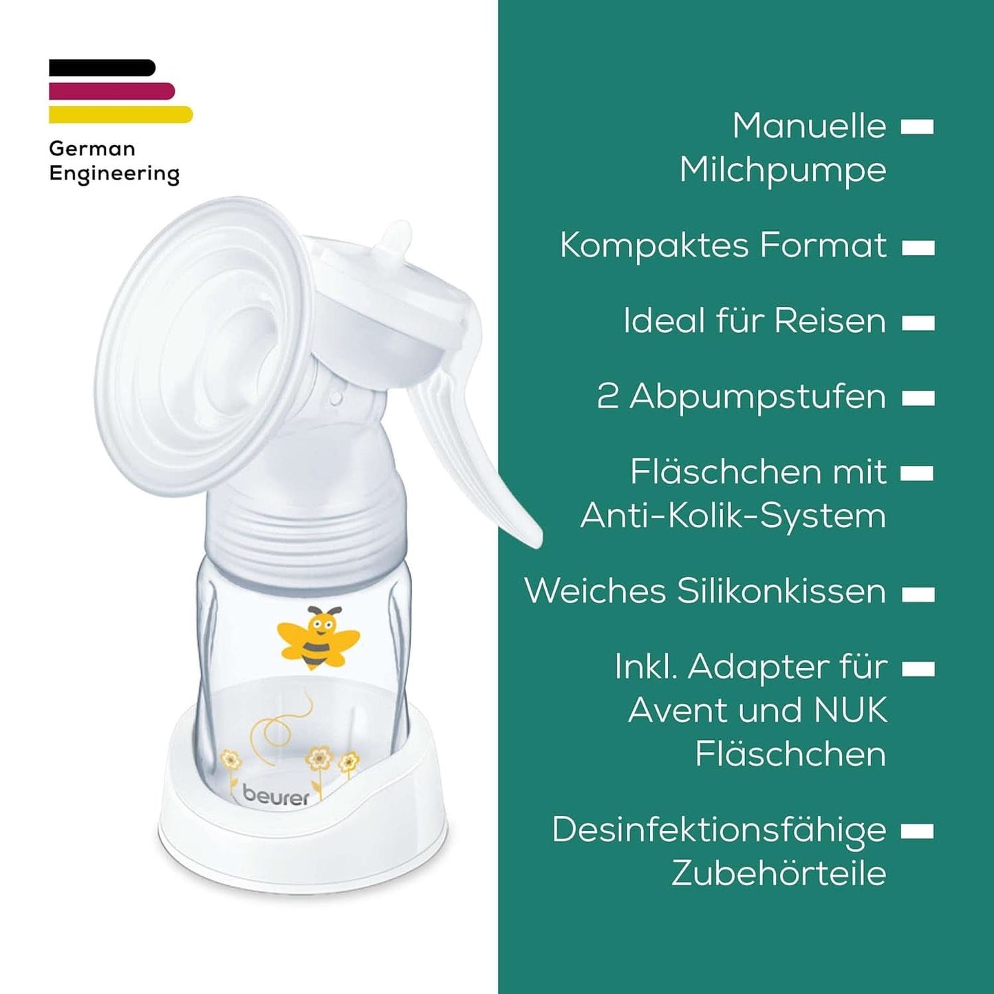 Beurer babyverzorging, Handmatige borstkolf, Inclusief fles met antikrampjessysteem Accessoires Voeding en Borstvoeding Bebe Naty Shop