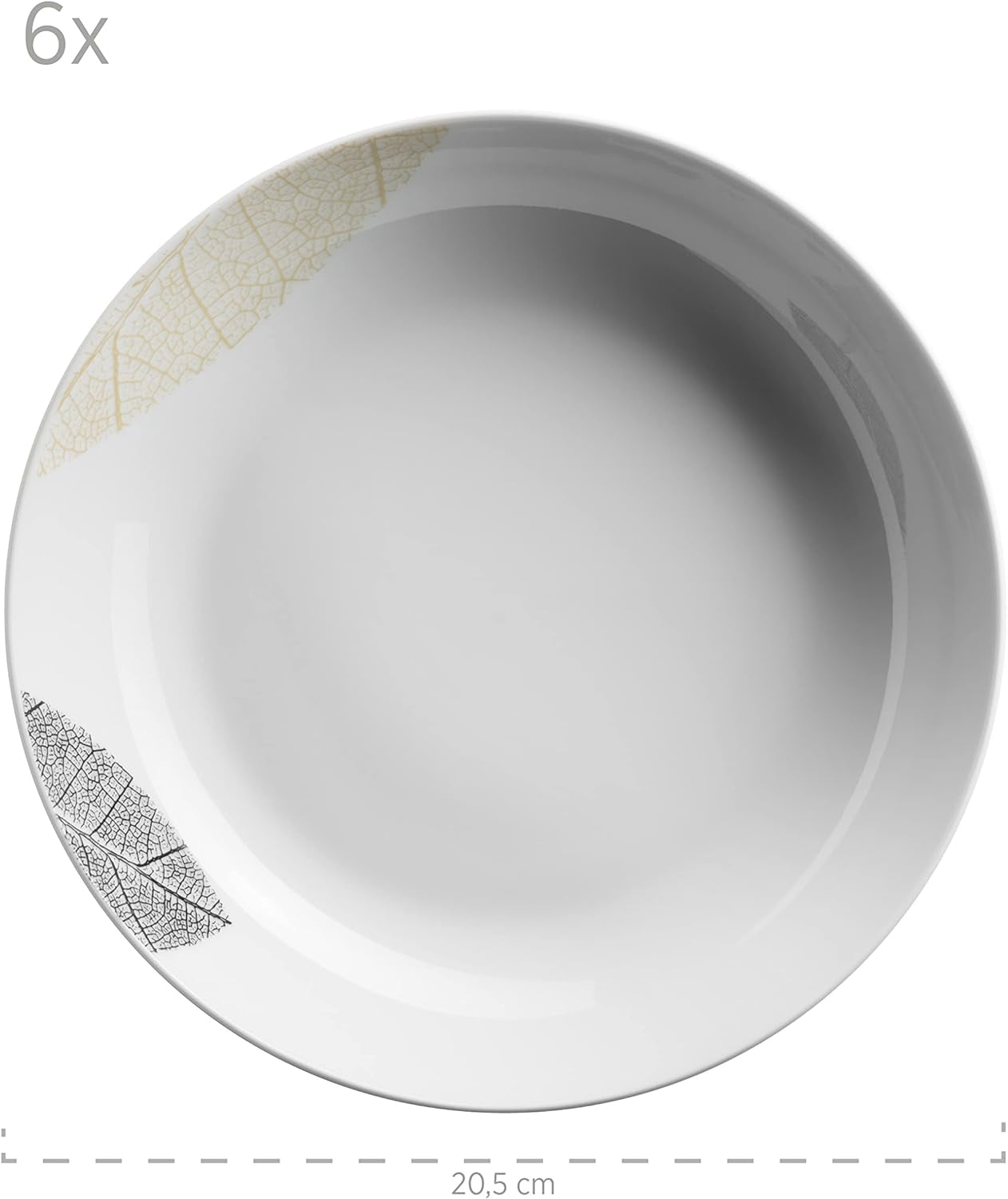 MÄSER 931215 Prachtig gedecoreerd servies voor 6 personen, gecombineerd servies 30-delig, met frameloze vormen, porselein, wit
