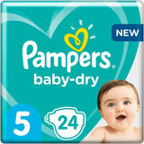 Pampers luiers voor baby's maat 5 (11-16 kg), 24 stuks, tot 12 uur lekbescherming