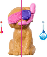 Barbie Puppy Pool Party-speelset met modepop, hondenhuis en glijbaan, hartzwembad, 2 hondenfiguren, 6 accessoires en kleurwisselaar, JBF35